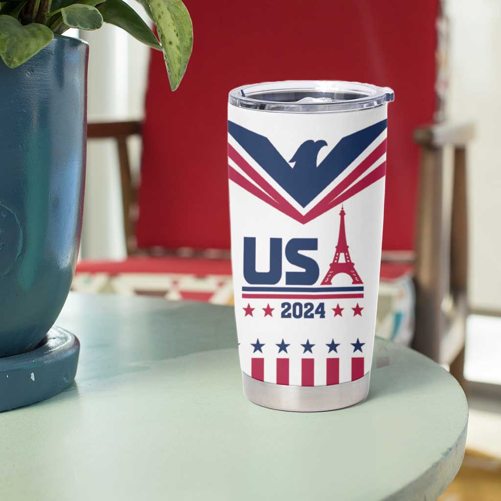 USA 2024 Eiffel Tower Tumbler Cup United States Summer Sport - Wonder Print Shop