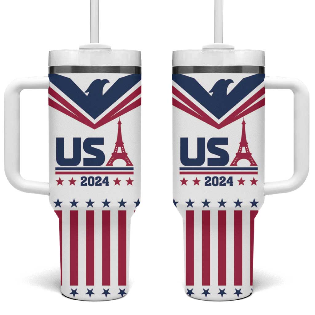 USA 2024 Eiffel Tower Tumbler With Handle United States Summer Sport - Wonder Print Shop