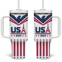 USA 2024 Eiffel Tower Tumbler With Handle United States Summer Sport - Wonder Print Shop