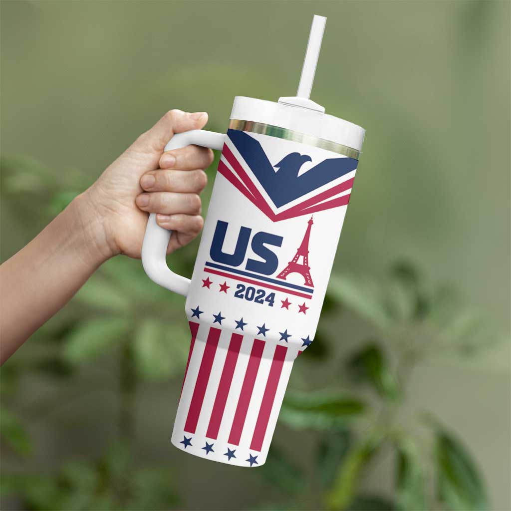 USA 2024 Eiffel Tower Tumbler With Handle United States Summer Sport - Wonder Print Shop