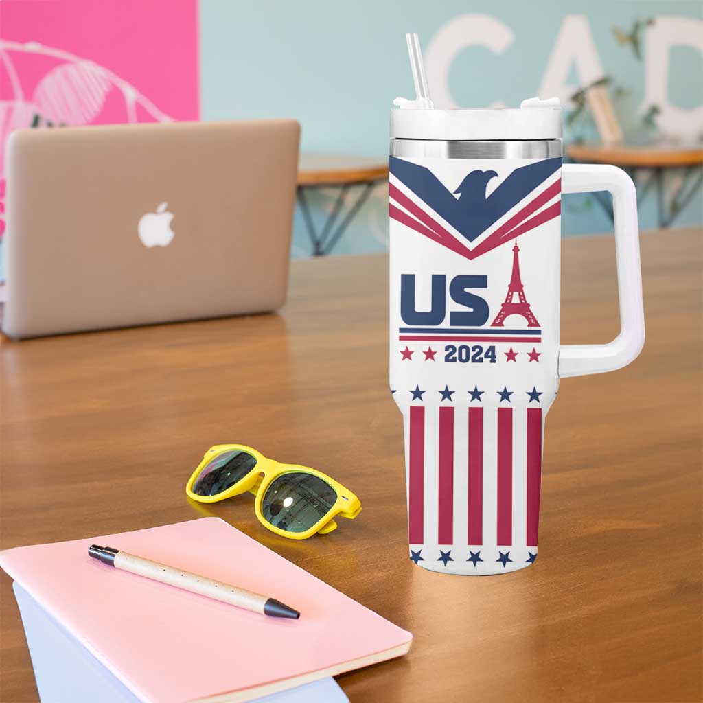 USA 2024 Eiffel Tower Tumbler With Handle United States Summer Sport - Wonder Print Shop