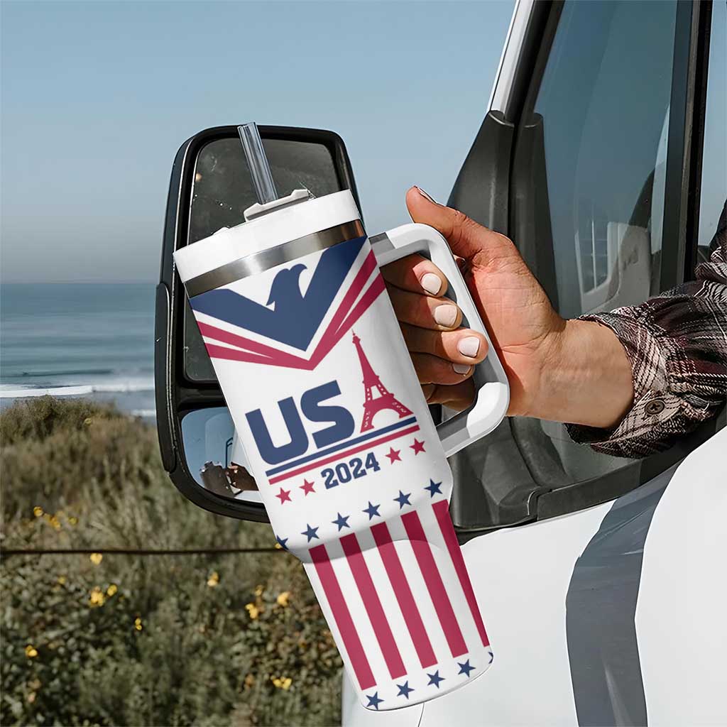 USA 2024 Eiffel Tower Tumbler With Handle United States Summer Sport - Wonder Print Shop