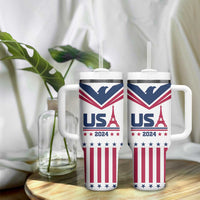 USA 2024 Eiffel Tower Tumbler With Handle United States Summer Sport - Wonder Print Shop