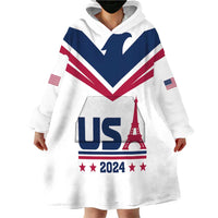 Custom USA 2024 Eiffel Tower Wearable Blanket Hoodie United States Summer Sport - Wonder Print Shop