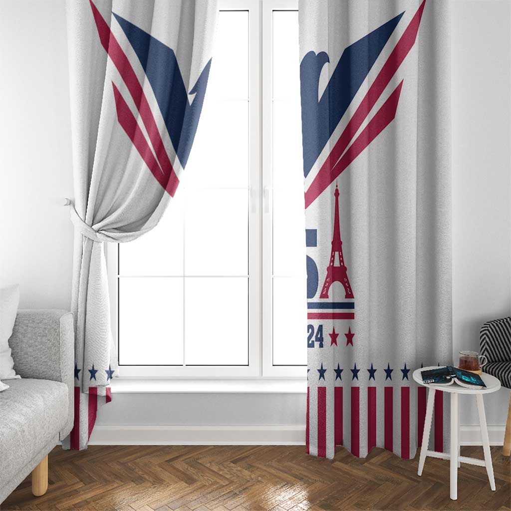 USA 2024 Eiffel Tower Window Curtain United States Summer Sport - Wonder Print Shop