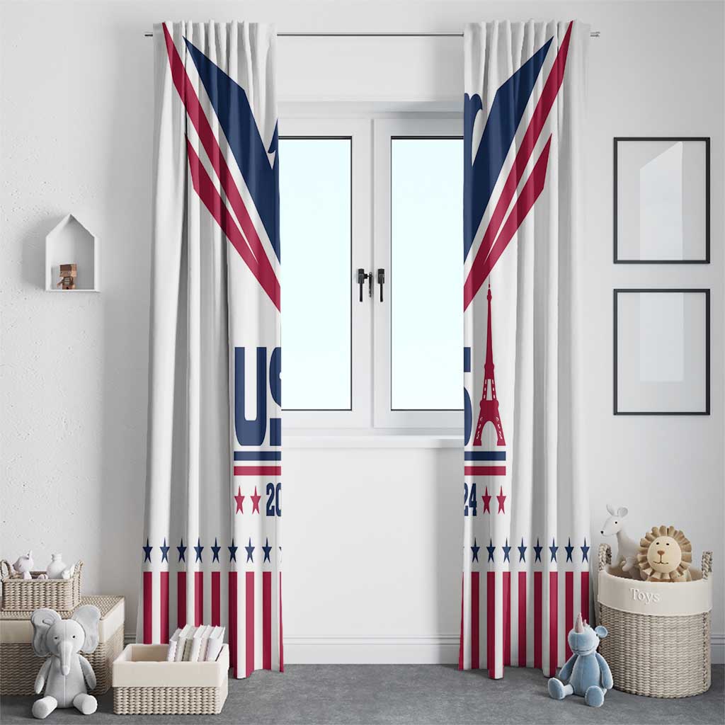 USA 2024 Eiffel Tower Window Curtain United States Summer Sport - Wonder Print Shop