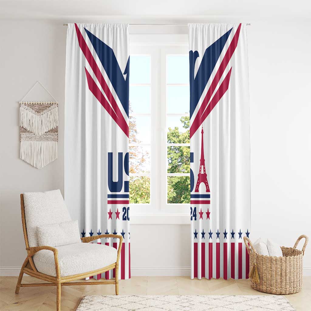 USA 2024 Eiffel Tower Window Curtain United States Summer Sport - Wonder Print Shop