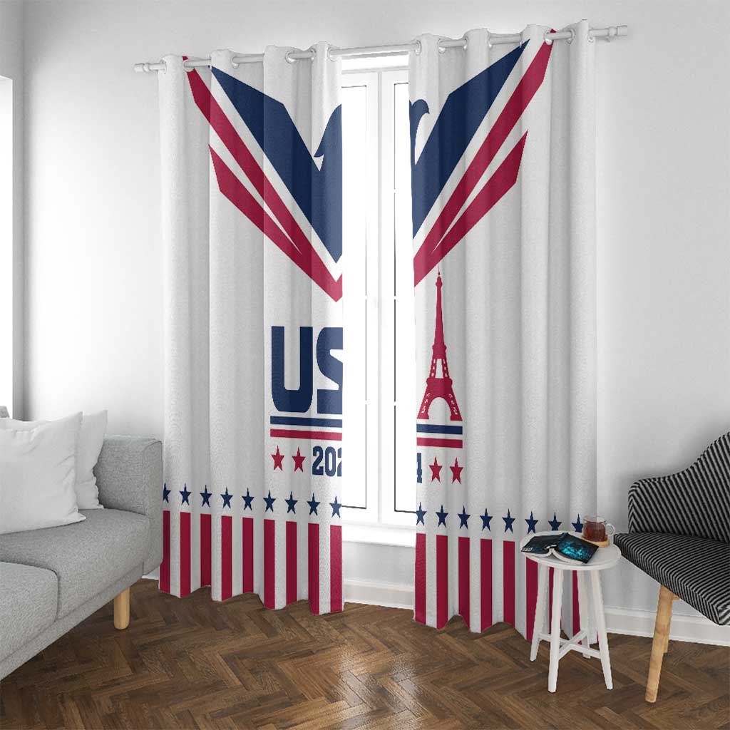 USA 2024 Eiffel Tower Window Curtain United States Summer Sport - Wonder Print Shop