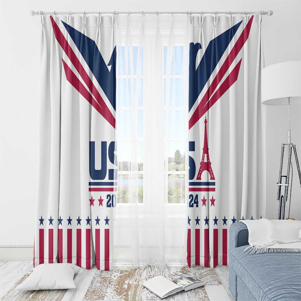 USA 2024 Eiffel Tower Window Curtain United States Summer Sport - Wonder Print Shop