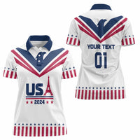 Custom USA 2024 Eiffel Tower Women Polo Shirt United States Summer Sport - Wonder Print Shop
