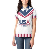 Custom USA 2024 Eiffel Tower Women Polo Shirt United States Summer Sport - Wonder Print Shop