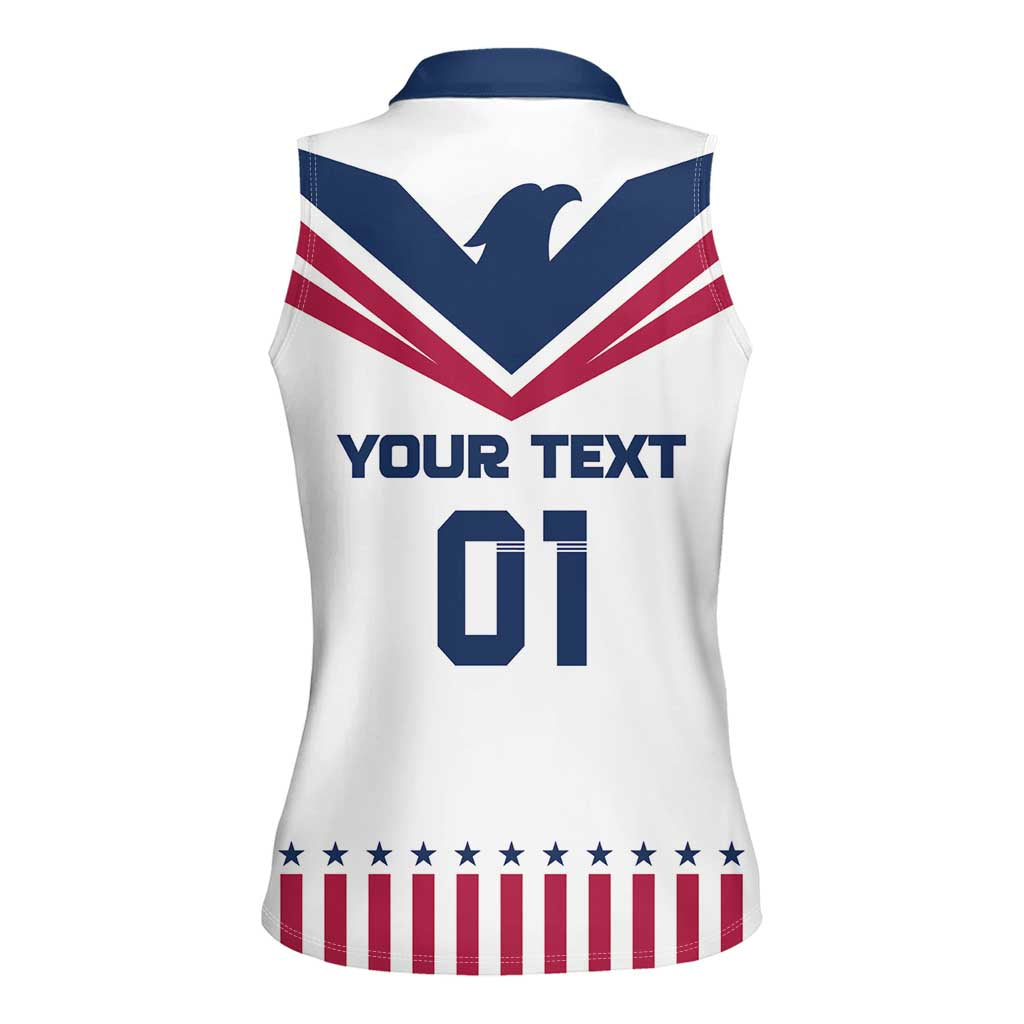 Custom USA 2024 Eiffel Tower Women Sleeveless Polo Shirt United States Summer Sport - Wonder Print Shop