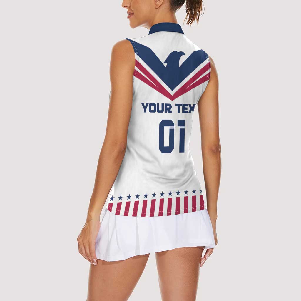 Custom USA 2024 Eiffel Tower Women Sleeveless Polo Shirt United States Summer Sport - Wonder Print Shop