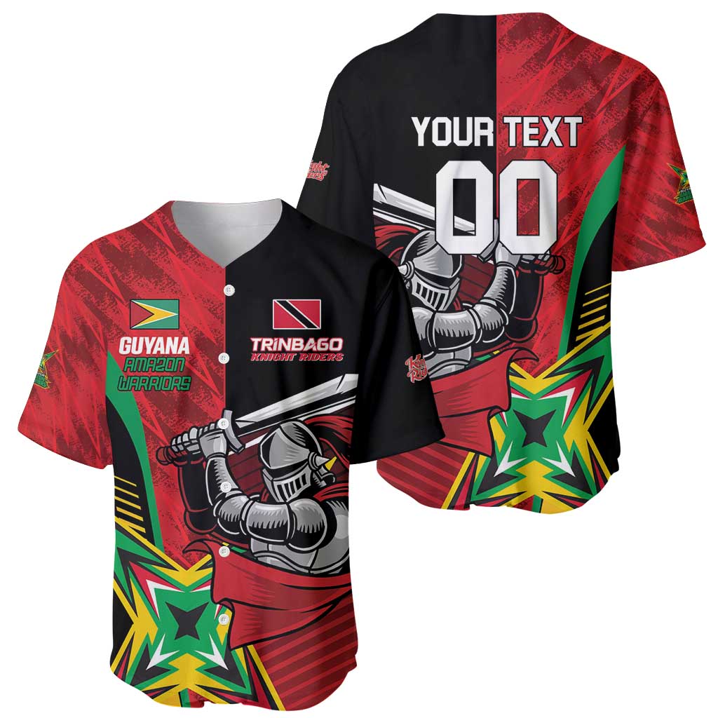 Custom Amazon Warriors Vs Knight Riders Baseball Jersey Trinbago and Guyana Face Off Cricket LT01
