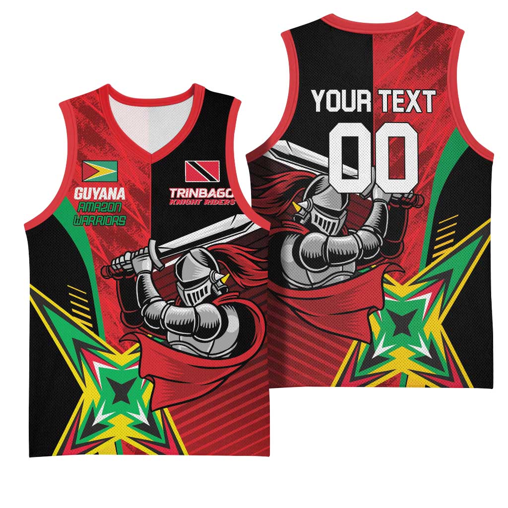Custom Amazon Warriors Vs Knight Riders Basketball Jersey Trinbago and Guyana Face Off Cricket LT01