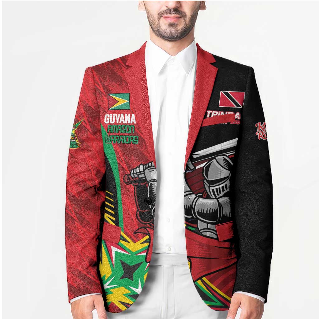 Custom Amazon Warriors Vs Knight Riders Blazer Trinbago and Guyana Face Off Cricket LT01