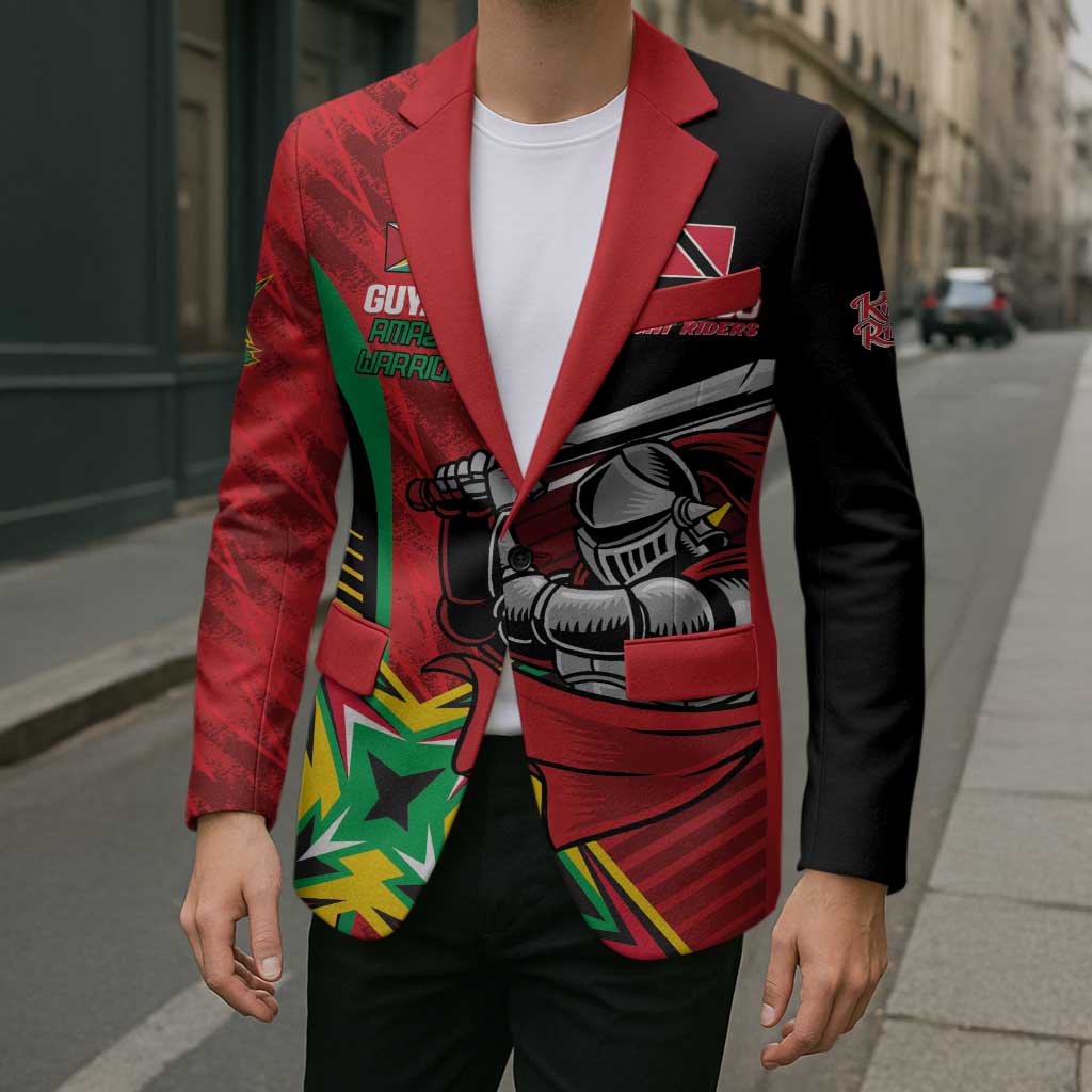 Custom Amazon Warriors Vs Knight Riders Blazer Trinbago and Guyana Face Off Cricket LT01