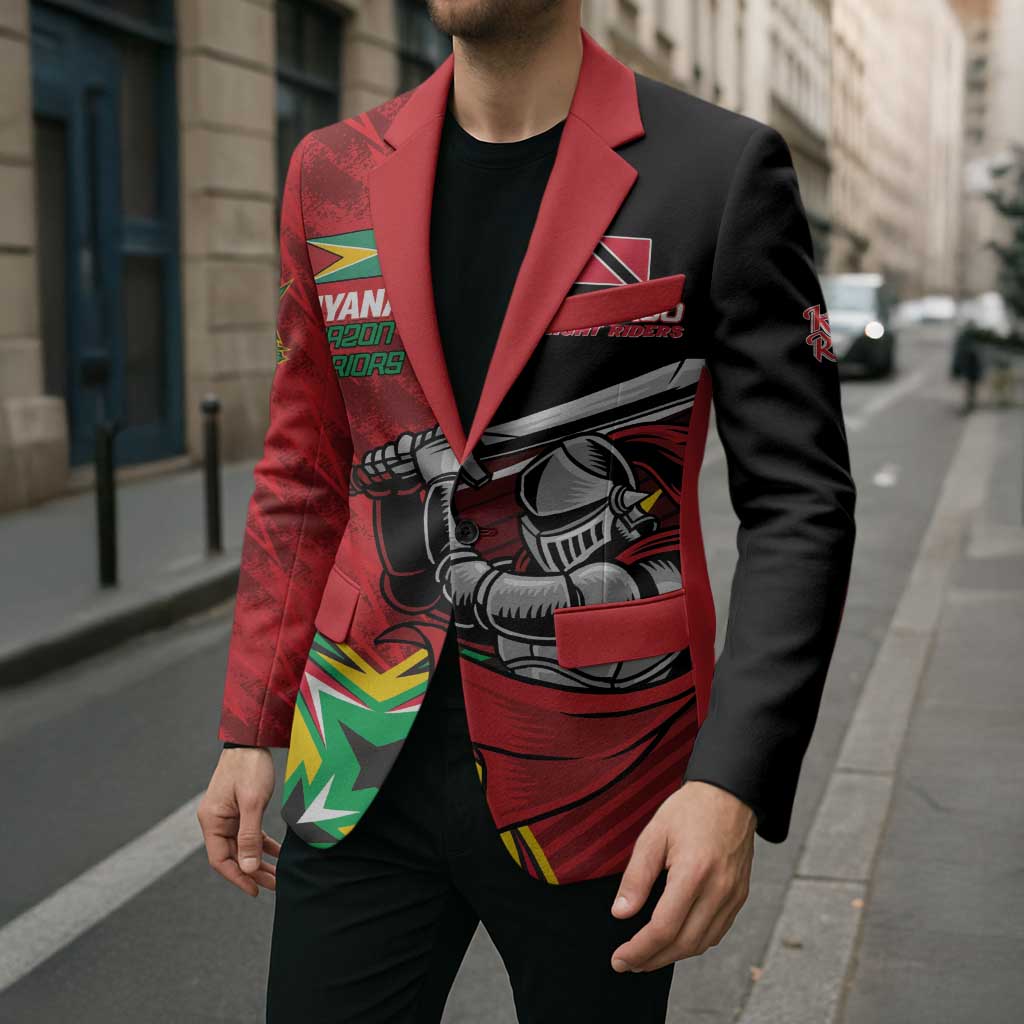 Custom Amazon Warriors Vs Knight Riders Blazer Trinbago and Guyana Face Off Cricket LT01