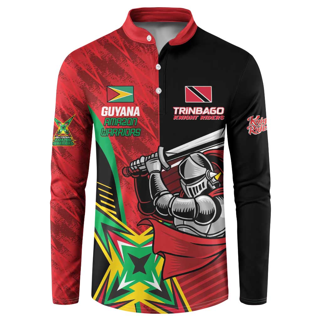 Custom Amazon Warriors Vs Knight Riders Button Sweatshirt Trinbago and Guyana Face Off Cricket LT01