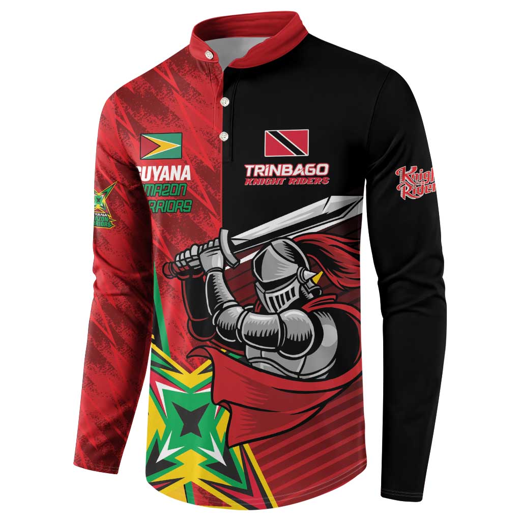 Custom Amazon Warriors Vs Knight Riders Button Sweatshirt Trinbago and Guyana Face Off Cricket LT01