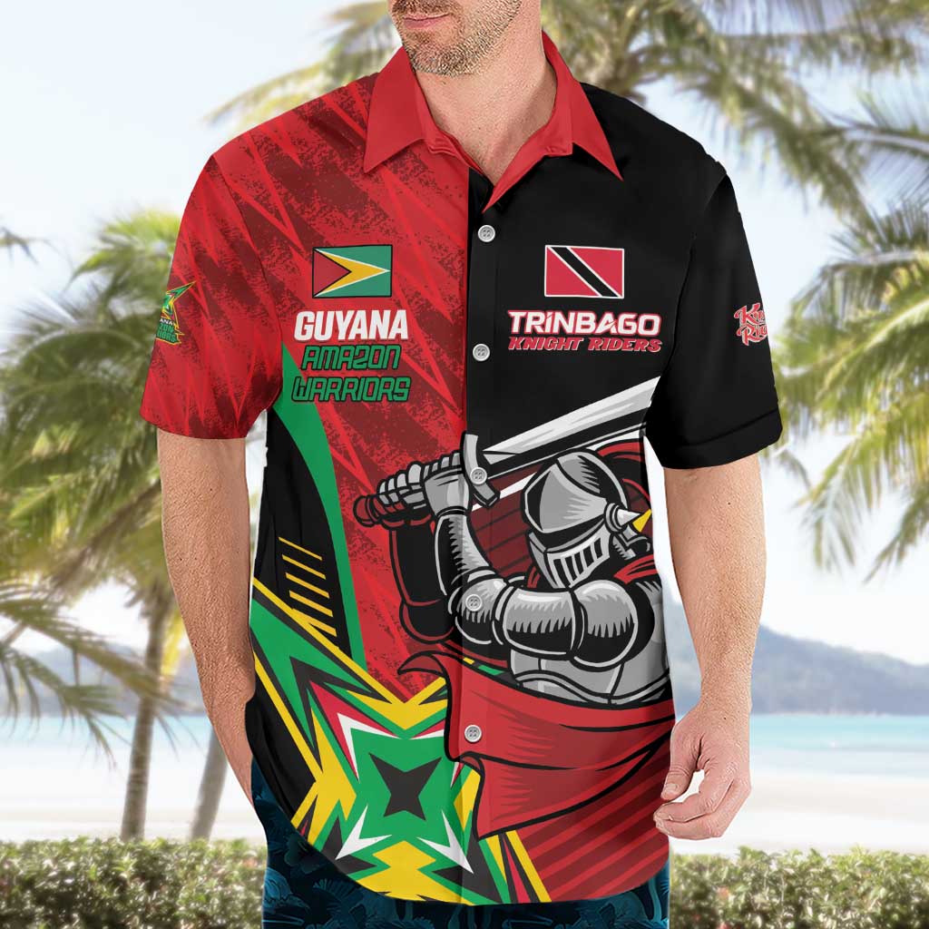 Custom Amazon Warriors Vs Knight Riders Hawaiian Shirt Trinbago and Guyana Face Off Cricket LT01