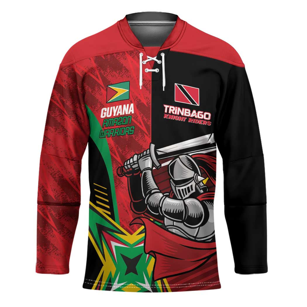 Custom Amazon Warriors Vs Knight Riders Hockey Jersey Trinbago and Guyana Face Off Cricket LT01