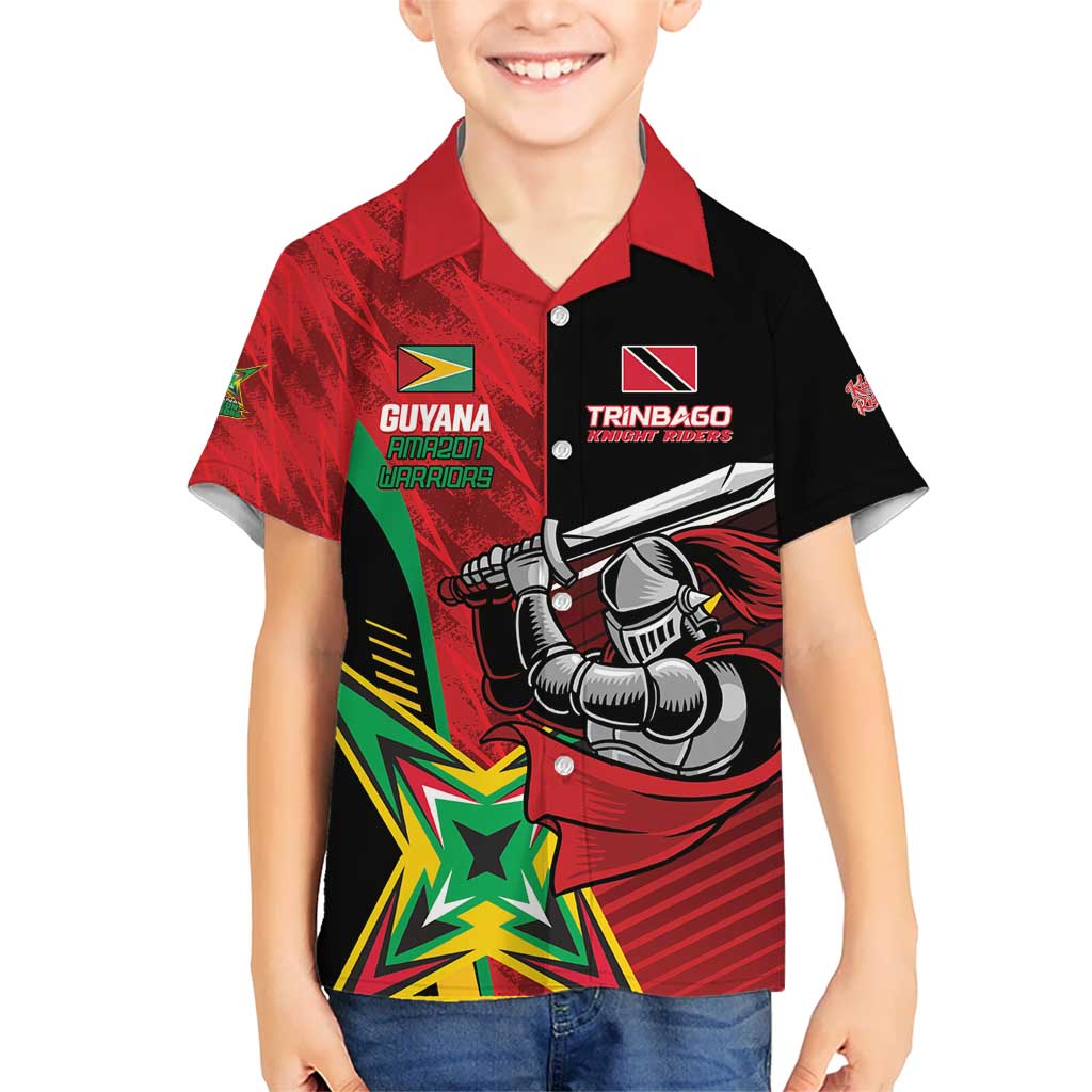 Custom Amazon Warriors Vs Knight Riders Kid Hawaiian Shirt Trinbago and Guyana Face Off Cricket LT01