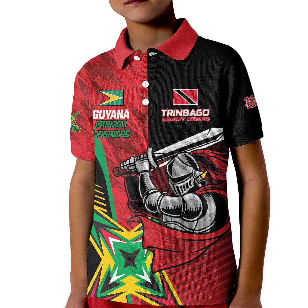 Custom Amazon Warriors Vs Knight Riders Kid Polo Shirt Trinbago and Guyana Face Off Cricket LT01
