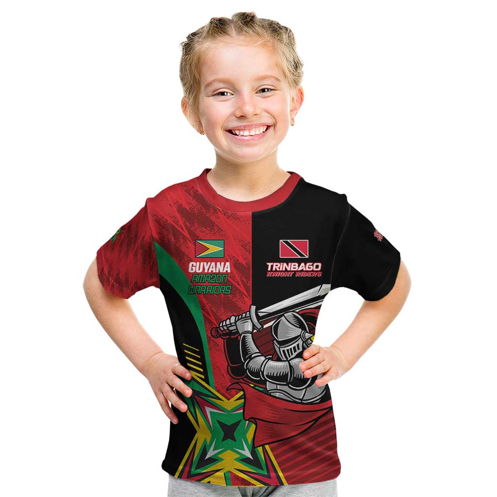 Custom Amazon Warriors Vs Knight Riders Kid T Shirt Trinbago and Guyana Face Off Cricket LT01