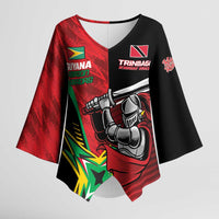 Custom Amazon Warriors Vs Knight Riders Kimono Sleeve Blouse Trinbago and Guyana Face Off Cricket LT01