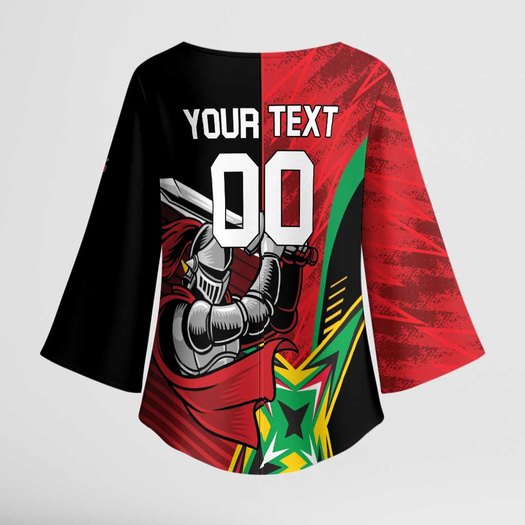 Custom Amazon Warriors Vs Knight Riders Kimono Sleeve Blouse Trinbago and Guyana Face Off Cricket LT01