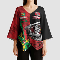 Custom Amazon Warriors Vs Knight Riders Kimono Sleeve Blouse Trinbago and Guyana Face Off Cricket LT01