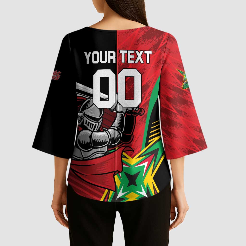 Custom Amazon Warriors Vs Knight Riders Kimono Sleeve Blouse Trinbago and Guyana Face Off Cricket LT01
