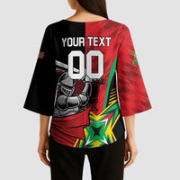 Custom Amazon Warriors Vs Knight Riders Kimono Sleeve Blouse Trinbago and Guyana Face Off Cricket LT01
