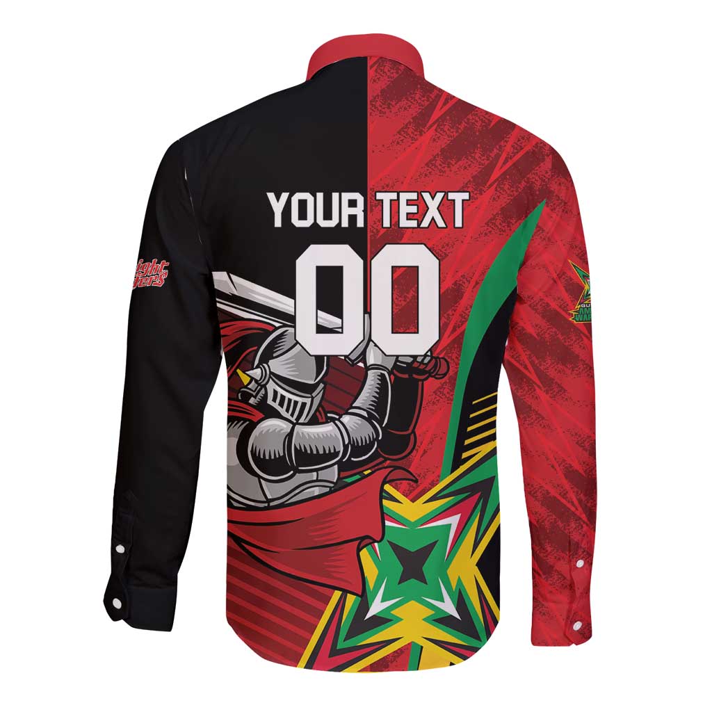 Custom Amazon Warriors Vs Knight Riders Long Sleeve Button Shirt Trinbago and Guyana Face Off Cricket LT01