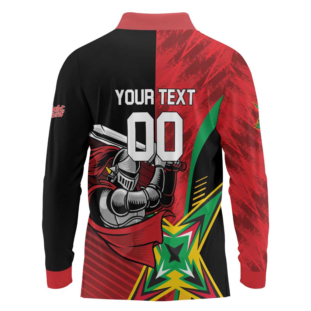 Custom Amazon Warriors Vs Knight Riders Long Sleeve Polo Shirt Trinbago and Guyana Face Off Cricket LT01