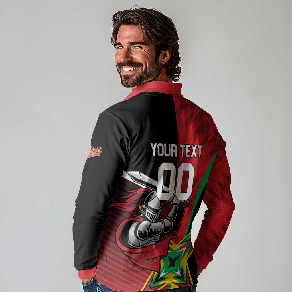 Custom Amazon Warriors Vs Knight Riders Long Sleeve Polo Shirt Trinbago and Guyana Face Off Cricket LT01
