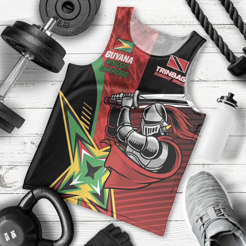Custom Amazon Warriors Vs Knight Riders Men Tank Top Trinbago and Guyana Face Off Cricket LT01