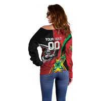 Custom Amazon Warriors Vs Knight Riders Off Shoulder Sweater Trinbago and Guyana Face Off Cricket LT01