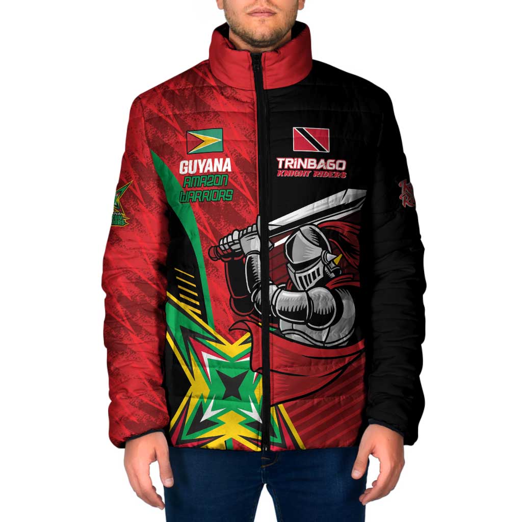Custom Amazon Warriors Vs Knight Riders Padded Jacket Trinbago and Guyana Face Off Cricket LT01