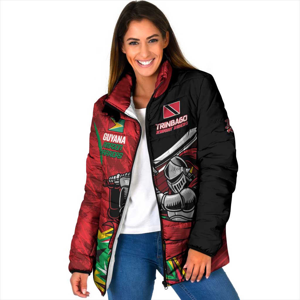 Custom Amazon Warriors Vs Knight Riders Padded Jacket Trinbago and Guyana Face Off Cricket LT01