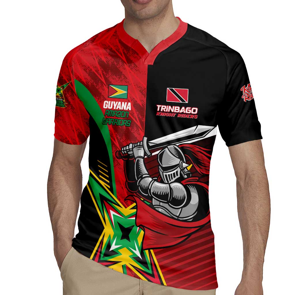 Custom Amazon Warriors Vs Knight Riders Rugby Jersey Trinbago and Guyana Face Off Cricket LT01