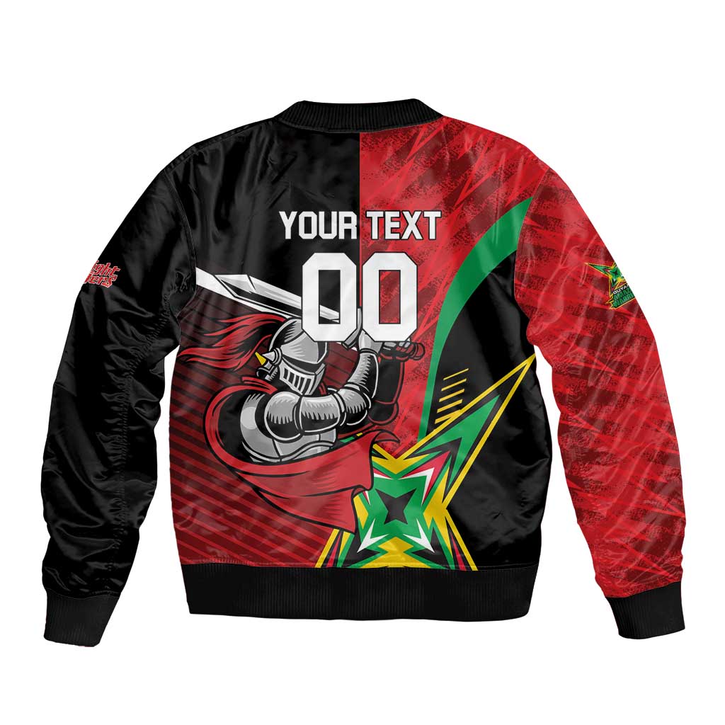 Custom Amazon Warriors Vs Knight Riders Sleeve Zip Bomber Jacket Trinbago and Guyana Face Off Cricket LT01