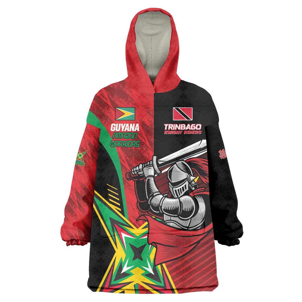 Custom Amazon Warriors Vs Knight Riders Wearable Blanket Hoodie Trinbago and Guyana Face Off Cricket LT01