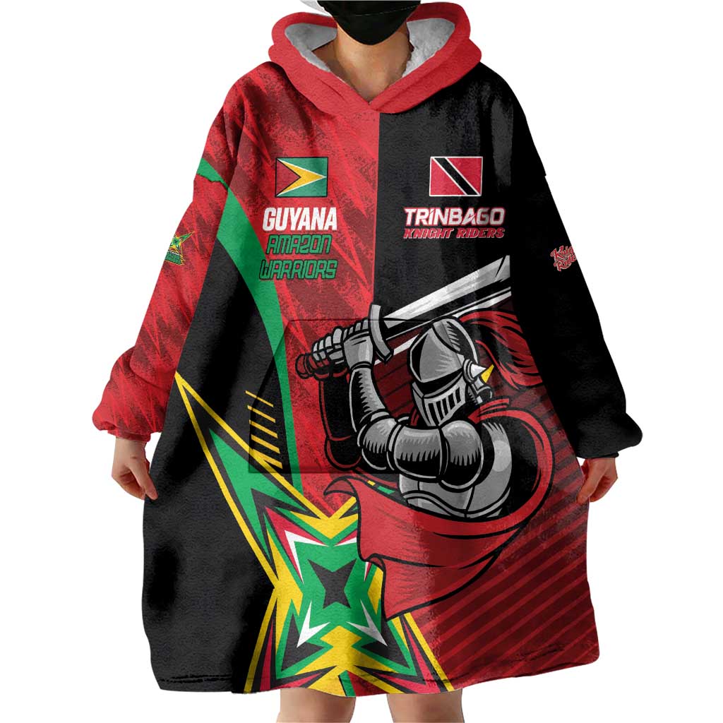Custom Amazon Warriors Vs Knight Riders Wearable Blanket Hoodie Trinbago and Guyana Face Off Cricket LT01