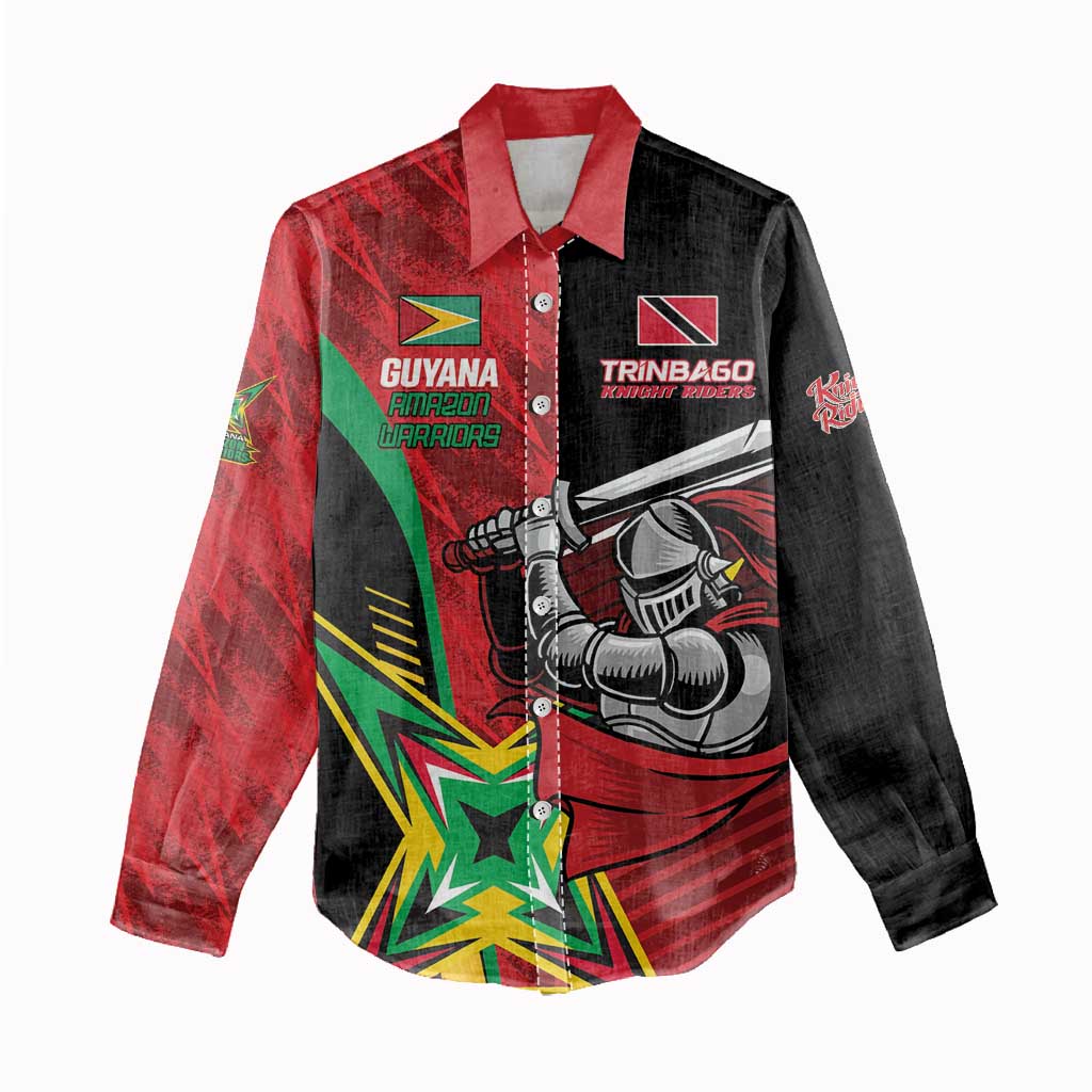 Custom Amazon Warriors Vs Knight Riders Women Casual Shirt Trinbago and Guyana Face Off Cricket LT01