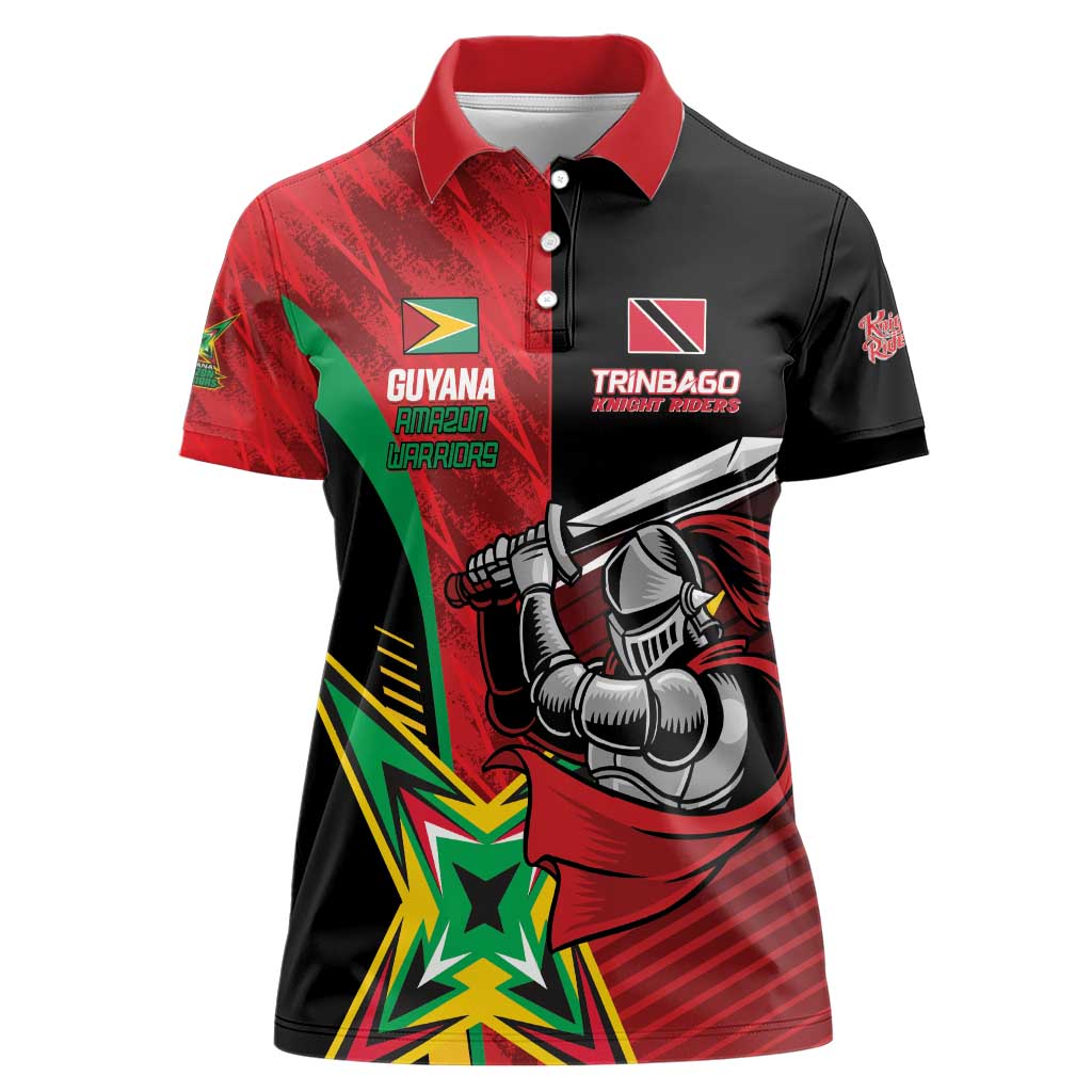 Custom Amazon Warriors Vs Knight Riders Women Polo Shirt Trinbago and Guyana Face Off Cricket LT01