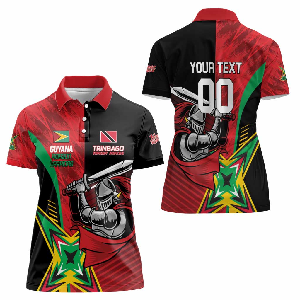 Custom Amazon Warriors Vs Knight Riders Women Polo Shirt Trinbago and Guyana Face Off Cricket LT01