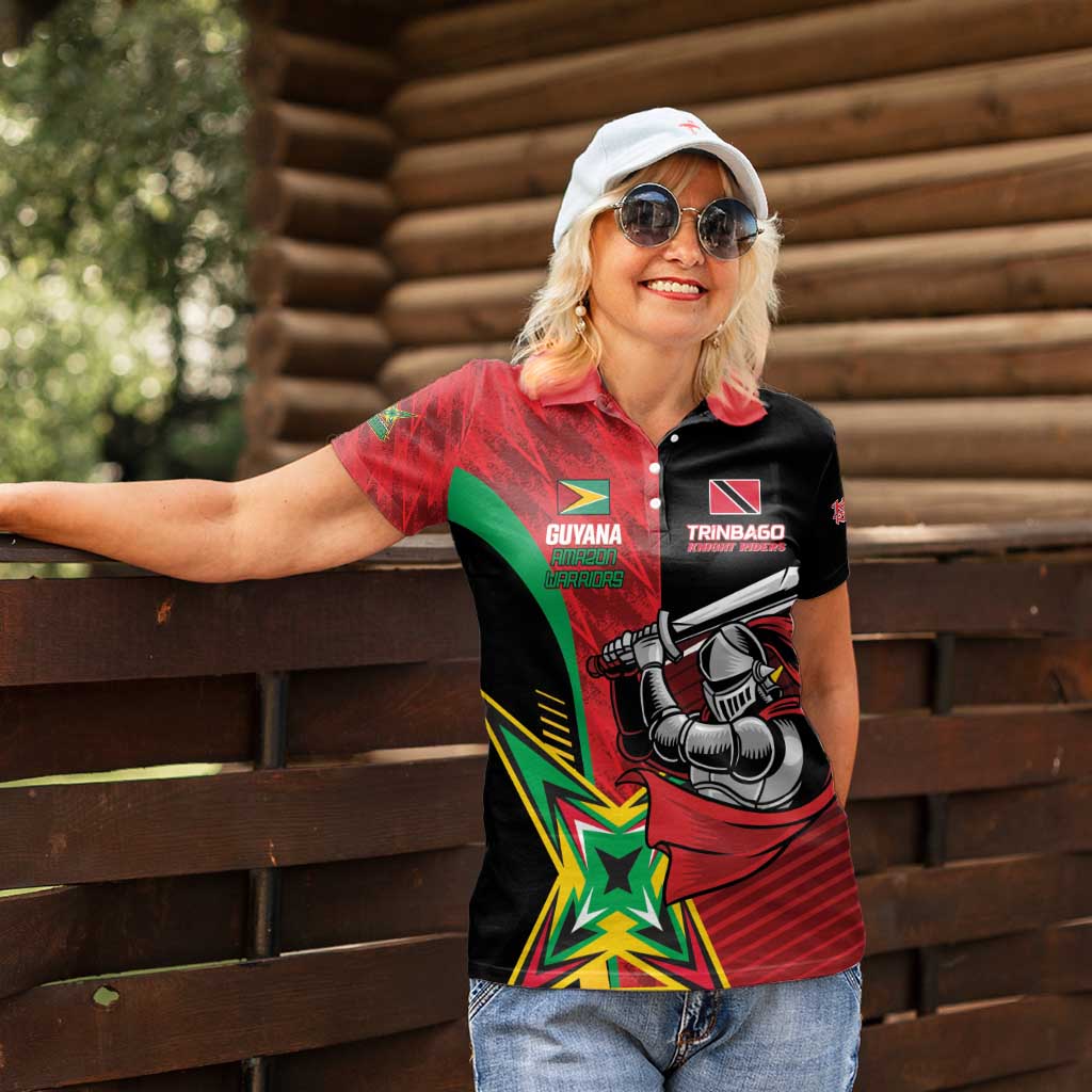 Custom Amazon Warriors Vs Knight Riders Women Polo Shirt Trinbago and Guyana Face Off Cricket LT01