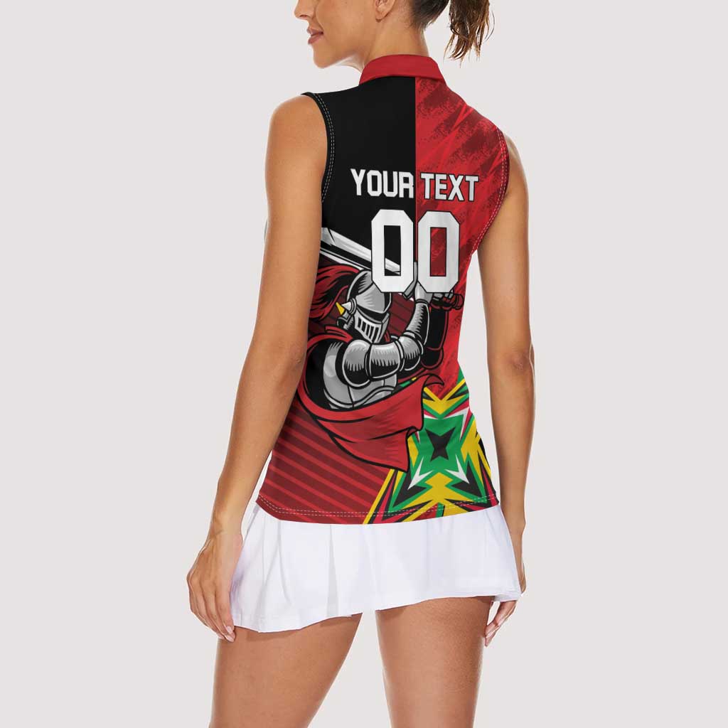 Custom Amazon Warriors Vs Knight Riders Women Sleeveless Polo Shirt Trinbago and Guyana Face Off Cricket LT01